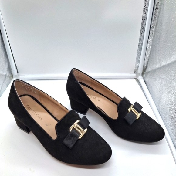 Charter Club Shoes - Charter Club Women's Black Suede Loafers with Gold Accent Sz 6.5